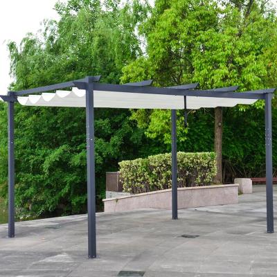 China Popular Retractable Canopy POLY Pergola And Outdoor Pergola Aluminum Waterproof for sale