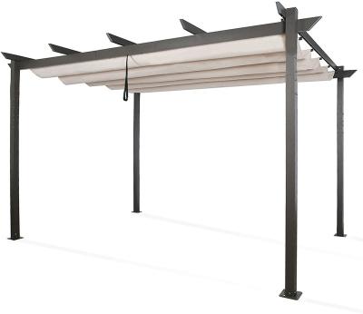 China Modern Outdoor Furniture 10 x 10 Outdoor Pergola with Retractable Canopy Shades, Aluminum Sight Pergola Shelter with Canopy Cover Metal Grape Trellis for sale