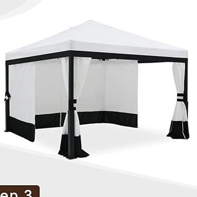 China 10x10ft New Style Addition Modern Outdoor Gorgeous Waterproof Metal Patio Gazebo Tent Steel Roof Tent With Side Wall Netting For Outdoor Garden BBQ for sale