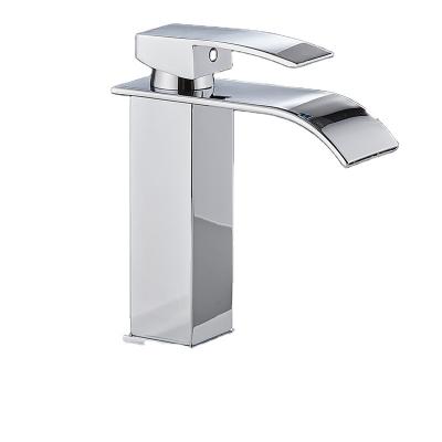 China 2022 New Design Stainless Steel Square Main Body Mixer Taps Metered Brushed Single Handle Kitchen Sink Faucet for sale