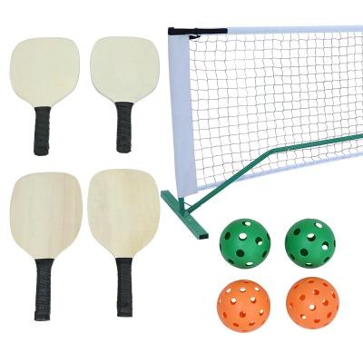 China Portable pickleball set with 4 paddles and nets---Regulation size 4 paddles and 4 balls 22 ft LONG for sale