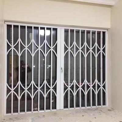 China Folding Screen Powder Coated White Security Aluminum Window Burglar Designs for sale