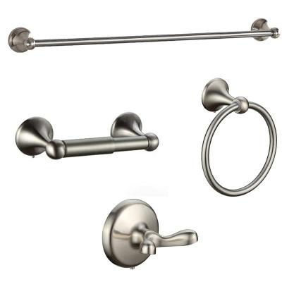 China Modern Silver Stainless Steel Towel Rack 4 Pieces Sets Bathroom Accessories for sale