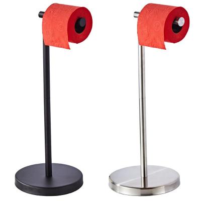 China Modern Free Standing Stainless Steel Toilet Brush And Paper Holder For Hotel for sale