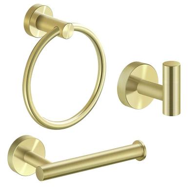 China Modern Hot Selling Gold Toilet Paper Holder Coat Hook Gold Bathroom Accessories Stainless Steel Towel Rack for sale