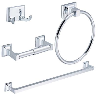 China Modern Wall Mounted Towel Ring Robe Hook Toilet Paper Holder 4 PCS BATHROOM ACCESSORIES SET for sale