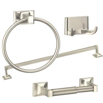 China Modern 4 Piece Bath Accessories Set With Towel Ring Robe Hook Toilet Paper Holder Wall Mounted Bathroom Hardware Set for sale