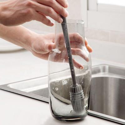 China Sustainable Silicone Bottle Brush Kitchen Tools Long Handle Bottle Cleaning Brushes for sale