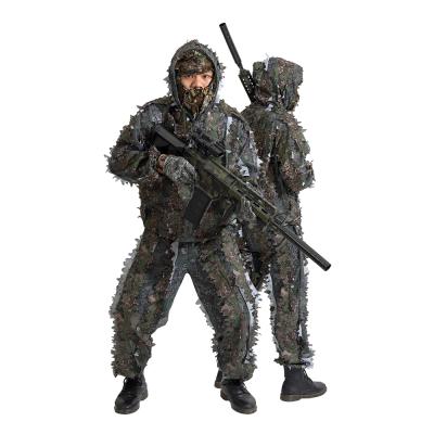 China Adjustable 3D Forest Field Camouflage Suit Outdoor Forest Leaves Camouflage Suit Forest Hunting Camouflage Suit for sale