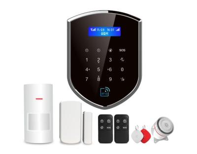 China LCD Display And Capacitive Home Alarm System Multi Language Buttons TUYA Wifi+gsm Wireless Touch Security Alarm System for sale