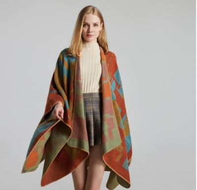 China Fashion Hot Sale Quality Woven Ruana Colorful Poncho , Woven Wrap for sale