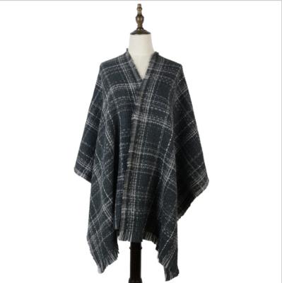 China Fashion Cape British Plaid Warm Acrylic Scarf for sale