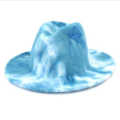 China New Wool Dobby Fedora Hats For Men And Women Two Color Tie Dyed Jazz Wool Hat for sale