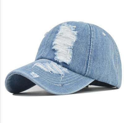 China 2021 Wholesale Wash Ripped Baseball Hat Cowboy COMMON Baseball Hat for sale