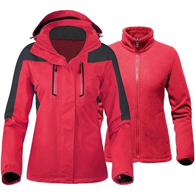 China Breathable Season Outdoor Wear 3 Red In 1 Winter Jacket Women for sale