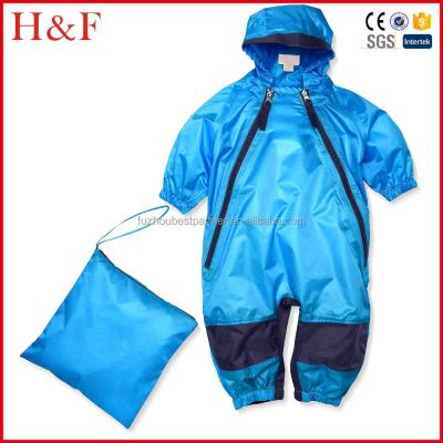 China Double Zipper Baby Overalls Waterproof Kids Clothing With Hood Seams Sealed 100% Waterproof for sale