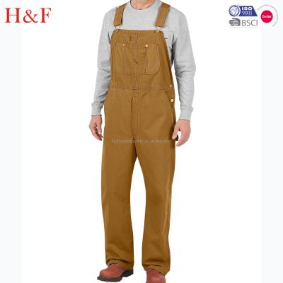 China Custom Made Mens Polycotton Bib Coveralls Workwear Coveralls Windproof in Brown for sale