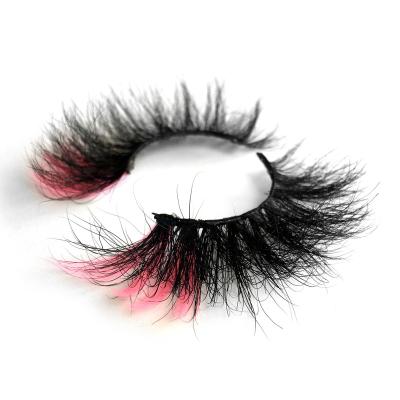 China Real Very Soft And Light Fluffy Curly Mink 25 Mm Lashes Fake Eye Lashes 25 Mm Mink Lashes With Color for sale