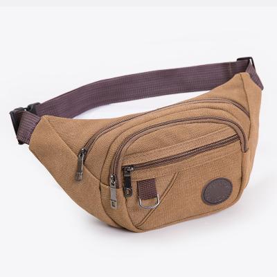 China Custom Outdoor Portable Natural Logo Canvas Men Fanny Pack Cotton Waist Bag for sale