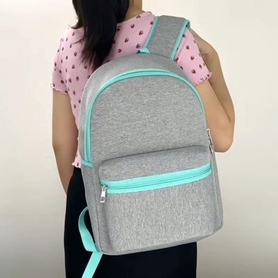 China Wholesale Custom Portable Gray Leisure Sport School Bag Large Capacity Neoprene Backpack For Women Men for sale