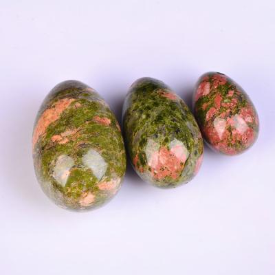 China Wholesale Natural Yoni Eggs from Africa Unakite Yoni Eggs Crystal Vaginal Eggs for Skin Massage for sale