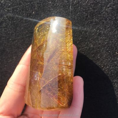 China China Natural Golden Hair Quartz Customized Stone Rutilated Quartz Crystal Stone For Pendant for sale