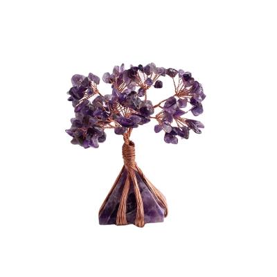 China China wholesale natural Amethyst Crystal Tree beads crtstal leaves open fortune gem tree for home decoration for sale