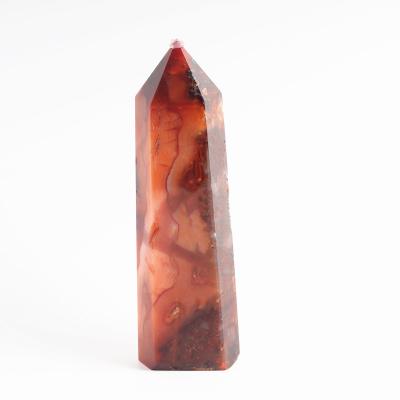 China China High Quality Natural Red Agate Gem Crystal Wand Point Crystal Carnelian Tower Point Healing For Home Decoration for sale