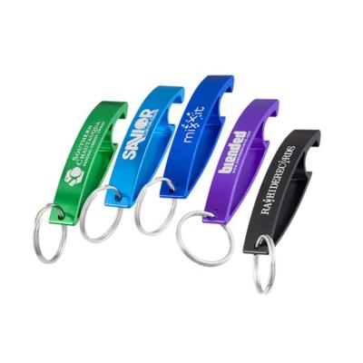 China Sustainable Customized Laser Engraved Logo Anodized Aluminum Bottle Opener Keychains for sale