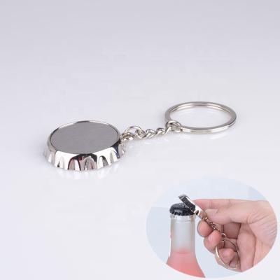 China Carry Beer Keychain Eco-Friendly/Sustainable - Creative Beer Bottle Cap Shaped Ring Opener Keyring Keychain Metal Portable Keychain Bar Gift for sale