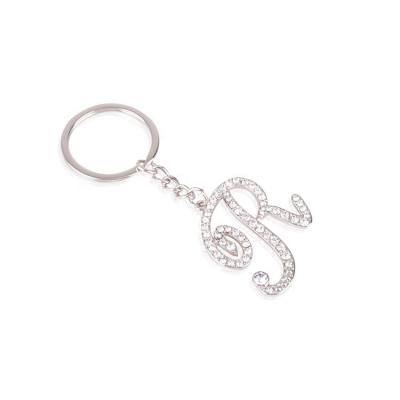 China Car Key Chain Key Ring Wedding Gift Carry Zinc Alloy Rhinestone Keychain Letter R Eco-friendly/Durable Car Name Charm for sale