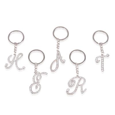 China Eco-Friendly/Durable/Carry 26 Alphabets Rhinestone Key Chain Custom English Key Chain Letter T Wedding Gift For Women for sale