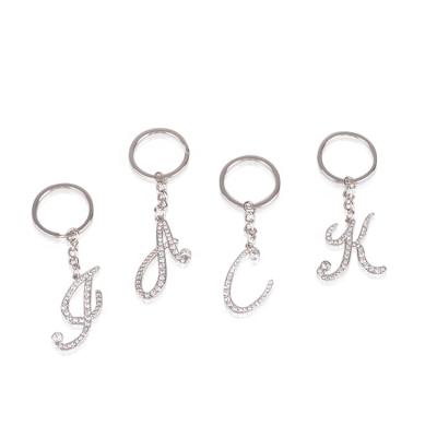 China Eco-friendly / Durable Carry Diamond P Key Ring Silver P Letter Key Chain For Women Car Accessories for sale