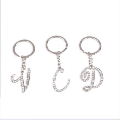 China Eco-friendly / Durable Carry Fashion Crystal Rhinestones Keychain Alphabet Keyring 26 Letters V Key Chains For Bag Pendant for sale