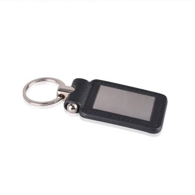 China Carry Rectangle Metal Photo Keychain Eco - Friendly / Durable Leather , Sublimation Mute Keychain for sale