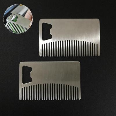 China Custom Viable Man Beard Bulk Comb Shape Stainless Steel Metal Credit Card Bottle Opener With Many Colors for sale