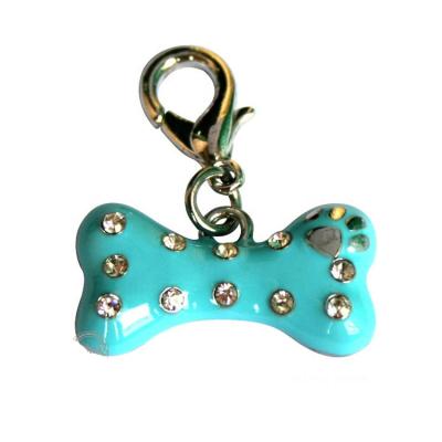 China Viable Custom Decorative Bone Shape Rhinestone Dog Tag for sale