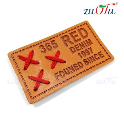 China Wholesale Custom Name Logo Fashion Design Jeans Leather Embossing Patches Labels Viable for sale