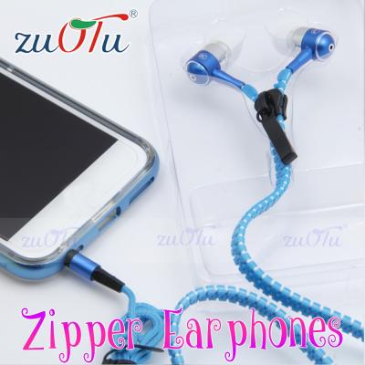 China In-Ear Colorful Design Popular Zipper Headphones For Samsung iPhone for sale