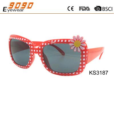 China 2017 hot sale of  Girl's Sunglasses, Plastic red  Frame with Sunflower for sale