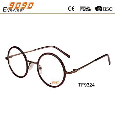 China Retro round TR90 optical frame with bronze temple ,suitable for women for sale