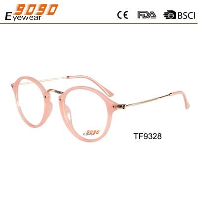 China Lady's fashionable TR90 optical frame with pink color frame ,and pink tip for sale