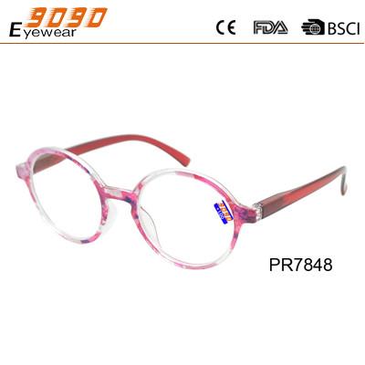 China Fashionable round plastic reading glasses with spring hinge,suitable for men and women for sale