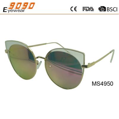 China Gafas de sol de moda de la forma del gato-ojo de la señora, hechas del metal, lente ULTRAVIOLETA de 400 protecciones en venta