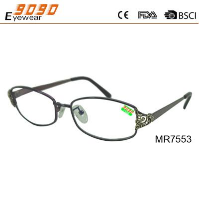 China reading glasses with metal frame, hot fashionable style,hollow out of the temple for sale