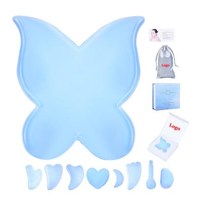 China Face Face Gua Sha Stone Custom Logo Opalite Set Face Gua Sha Jade Blue Multiple Opal Body Scratch Comb Beauty Massage Tool Supply for sale