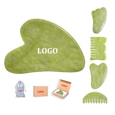 China Cheap Facial Scraping Heart Shaped Comb Stein Massager Guasha Tool Jade Gua Sha Stone Wholesale Face Lift Private Label Green Gua Sha for sale