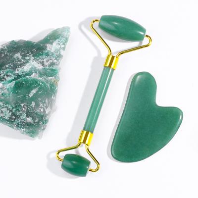 China Genuine Face Lift Jade Roller Gua sha set natural jade roller guasha facial roller for body massage for sale