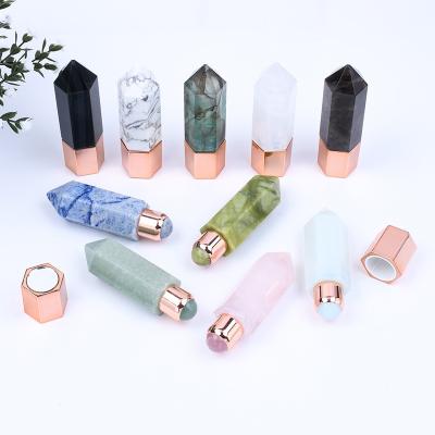 China New Design Body Roller Bottle Eye Roller Gua Sha Jade Crystal Beauty Tool Quartz Massage Stone for sale