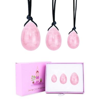 China Rose Quartz Yoni Egg Cozy Privte Mark Box Custom Women Pink Quartrz Jade Stone Egg Kegel Exercise Crystal Balls For Health for sale